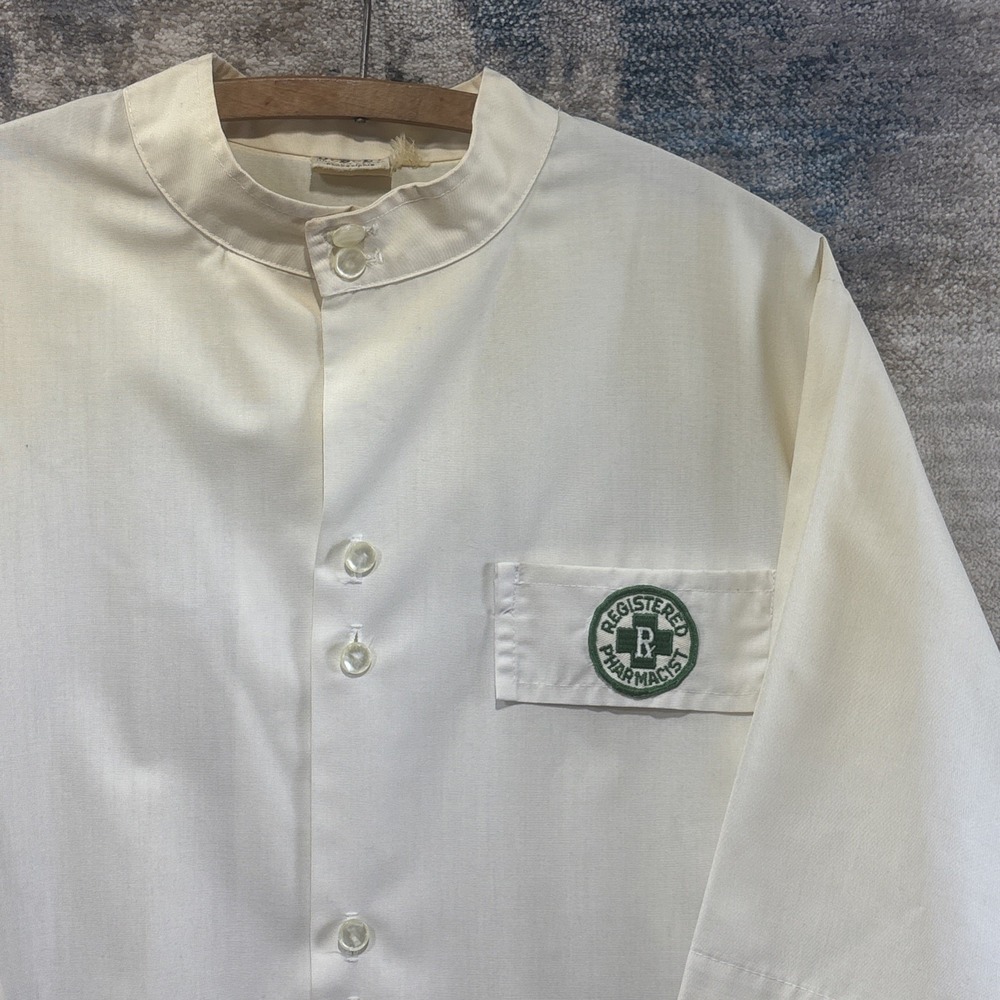 Vintage 70s 80s Single Stitch Registered Pharmacist Uniform Shirt Men's Medium